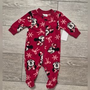 Disney Baby Red Minnie Mouse Footie Fleece Sleeper Pajamas